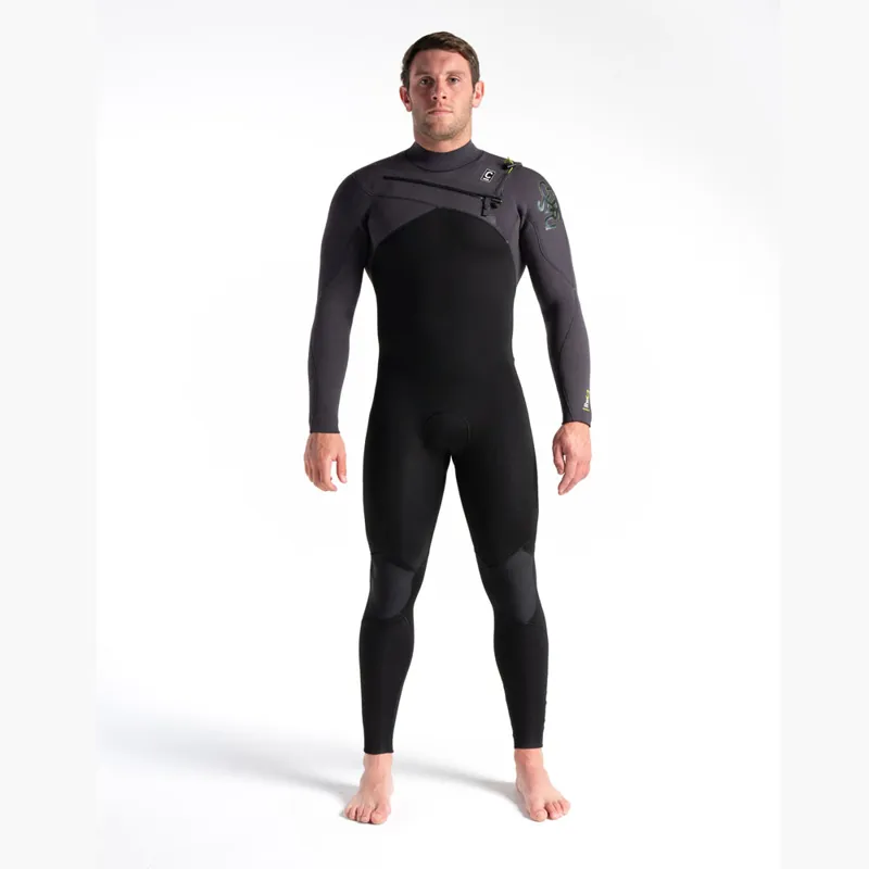 C-Skins Mens ReWired 4/3 Chest Zip Wetsuit Black/Lime
